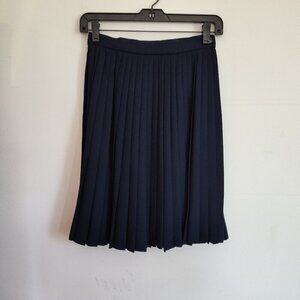 Ladies Petite SZ 2P Anne Klein Navy Knife-Pleat Wool Skirt